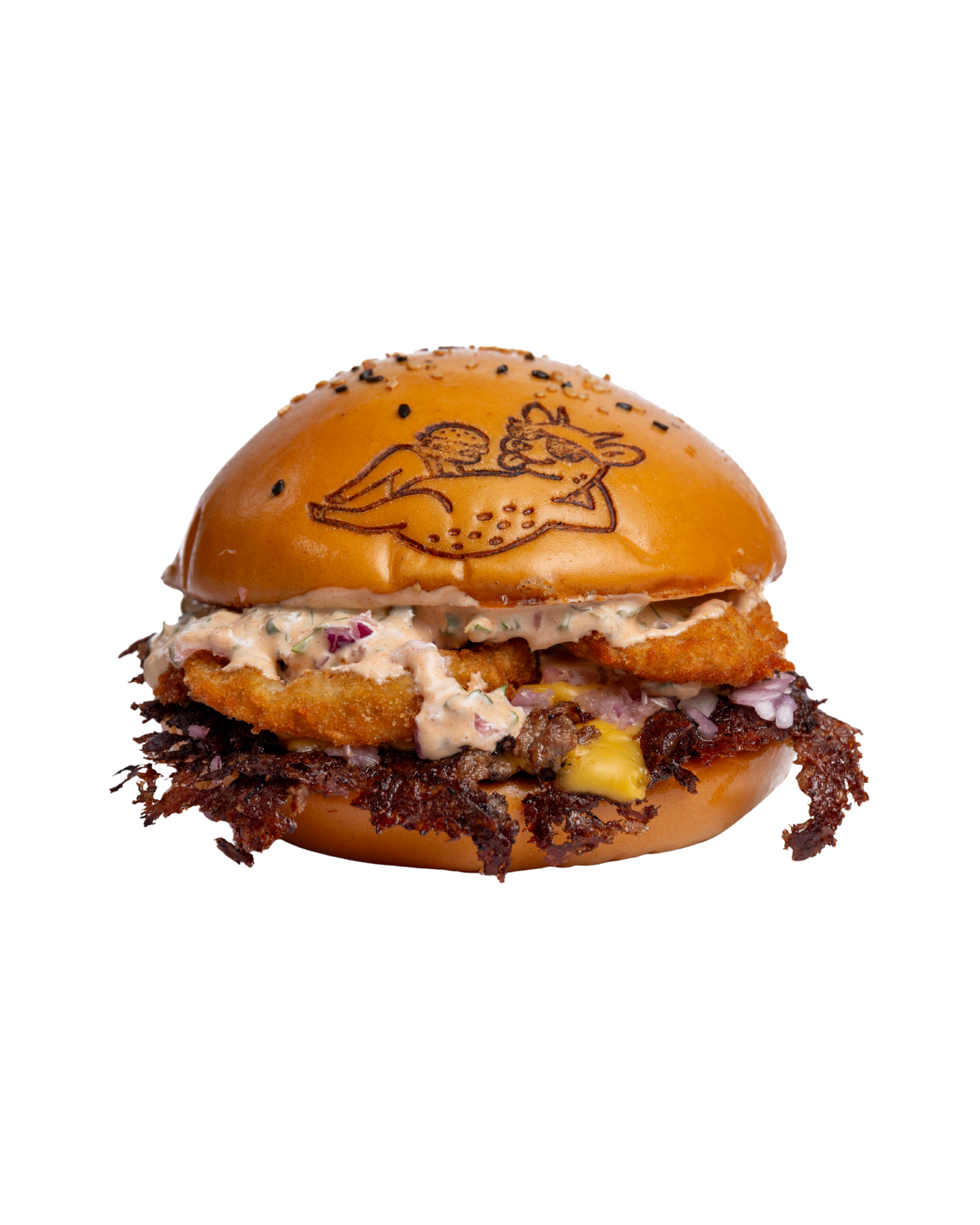 Hamburguesa Rüka de Smachil con doble carne y aros de cebolla